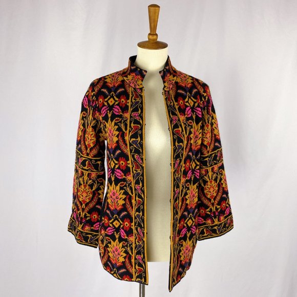 Coldwater Creek Floral Filigree Sweater Jacket - Picture 2 of 10